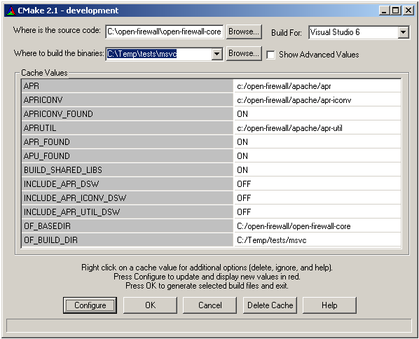 CMakeSetup for Win32